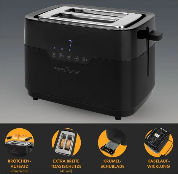 ProfiCook PC-TA 1244 Kompakt-Toaster Edelstahl/schwarz 5 ProfiCook PC-TA 1244 Kompakt-Toaster Edelstahl/schwarz – Bild 5