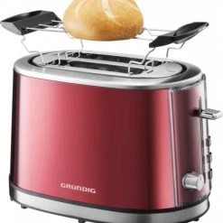 Grundig TA 6330 Kompakt-Toaster Metallic-rot/edelstahl