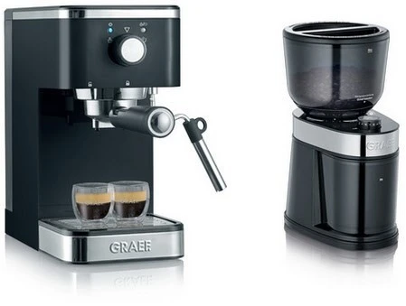 Graef ES 402 Salita + CM 202 Siebträgermaschine + Kaffeemühle Schwarz 1 Graef ES 402 Salita + CM 202 Siebträgermaschine + Kaffeemühle Schwarz
