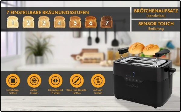 ProfiCook PC-TA 1244 Kompakt-Toaster Edelstahl/schwarz 6 ProfiCook PC-TA 1244 Kompakt-Toaster Edelstahl/schwarz – Bild 6